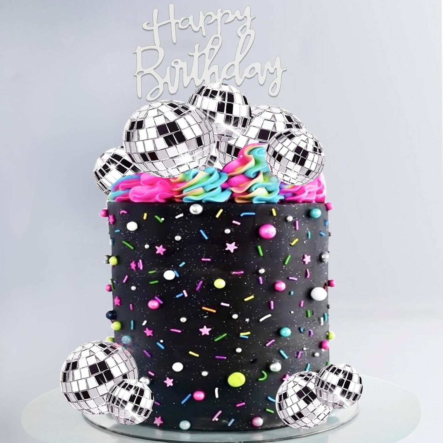 Star Tree Topper - Mirror Disco Ball Cake Decoration, Festa