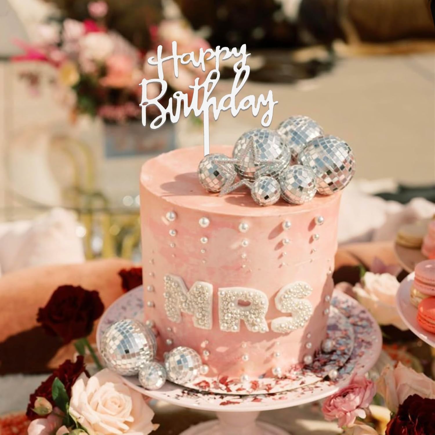 Mirror Disco Ball Cake Decorat - Star Tree Topper avaliação e preço