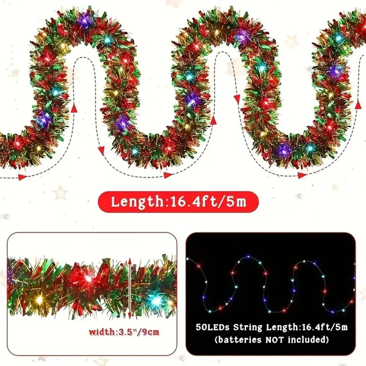 Guirlanda de Natal com Luzes L - Tinsel Garland Decoration avaliação e preço
