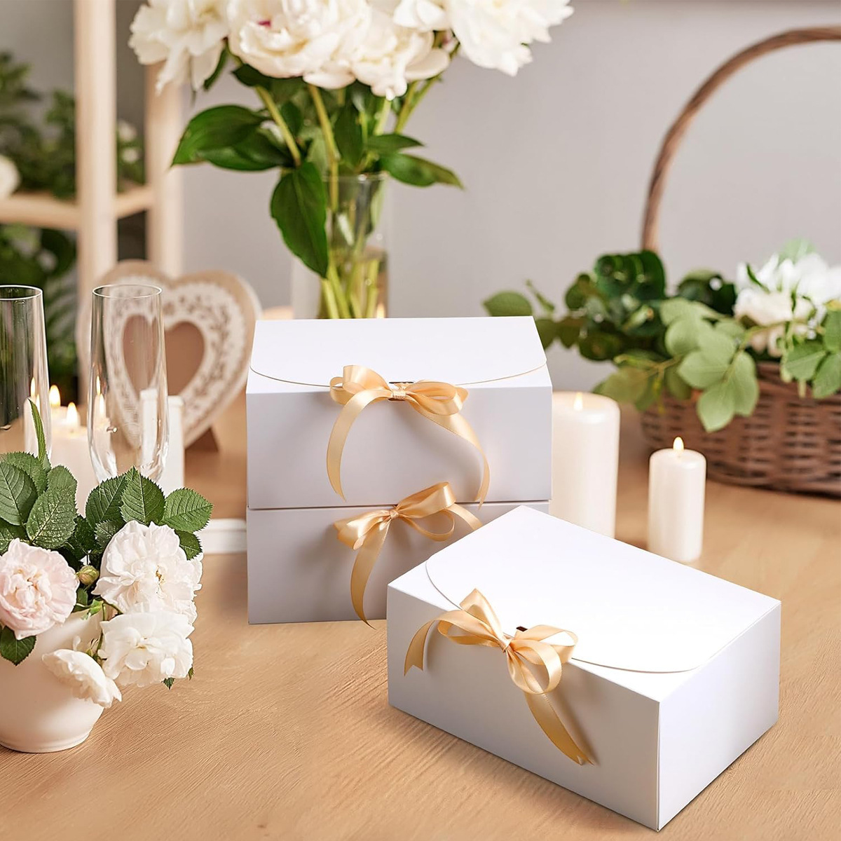Caixa de Papelão Grande Branca - Ribbon Bow Gift avaliação e preço